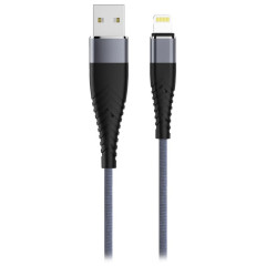 Кабель Olmio SPRING, USB 2.0 - lightning, 1.5м, 2.4A, черный