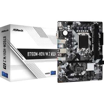 Материнская плата ASRock B760M-HDV/<wbr>M.2 D4 LGA1700 2xDDR4 4xSATA RAID M.2 VGA HDMI DP mATX - Metoo (1)