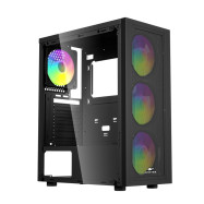 Корпус Wintek Magic L204-B-M TG, ATX/Micro ATX, USB1*3.0/1*2.0, 0.45mm, 4*12cm FRGB fan, чёрный