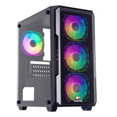 Корпус Wintek LC Knight 1907-B TG, Micro ATX, USB 1*3.0/<wbr>2*2.0, HD+Mic, 0,45mm, 4*12cm RGB (без контроллера), чёрный
