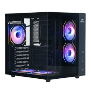 Корпус Wintek Cube Pro V909-B TG, ATX, USB 1*3.0/2*2.0, 5*12cm ARGB PWM (контр. + пульт д/у), чёрный