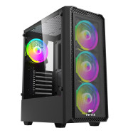 Корпус Wintek LC Musson 8020-B TG, ATX/Micro ATX, USB 1*3.0/2*2.0, HD+Mic, 0,45mm, 4*12cm RGB fan, чёрный
