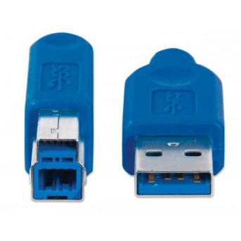 Кабель Manhattan USB 3.0, A(M)/<wbr>B(M), 3 м, синий 322454 - Metoo (2)
