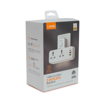 Сетевой фильтр LDNIO Universal SC2311 2 розетки 2*USB быстрой зарядки PD/<wbr>QC 1 USB-C/<wbr>A - Metoo (11)