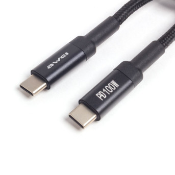 Интерфейсный кабель Awei Type-C to Type-C CL-117T 100W 5A 1m Чёрный - Metoo (11)