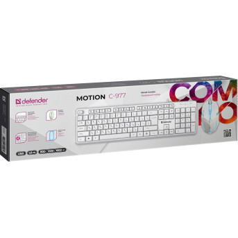 Клавиатура + мышь Defender Motion C-977, White, (45977)<br> - Metoo (6)