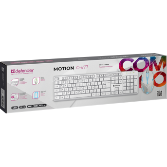 Клавиатура + мышь Defender Motion C-977, White, (45977)<br> - Metoo (3)