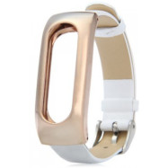 Ремешок для браслета Xiaomi Mi Band Leather strap Metal holder White