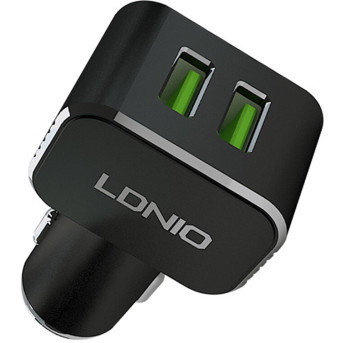 Автомобильное зарядное устройство LDNIO C306 2*USB-A 18W 5V-3.6A Auto Type-C Чёрный - Metoo (1)