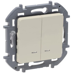 Выключатель двухклавишный с подсветкой Legrand 673631 Inspiria с/<wbr>у слоновая кость
