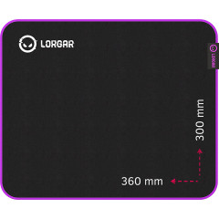 Lorgar Main 313, Gaming mouse pad, High-speed surface, Purple anti-slip rubber base, size: 360mm x 300mm x 3mm, weight 0.195kg