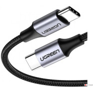 Кабель UGREEN US261 USB 2.0 C M/M Round Cable Nickel Plating Aluminum Shell 1m (Gray Black)