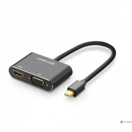 Конвертер Ugreen MD115 Mini DP Male To VGA Female+HDMI Female Converter Black. 20422