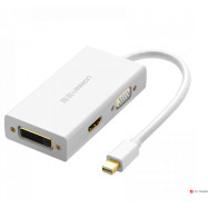 Конвертер Ugreen MD114 Mini DP To HDMI/ VGA/ DVI(24+1) Converter Black, 20418
