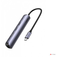 Мобильный активный OTG-хаб UGREEN CM418 USB-C to 2*USB 3.0+HDMI+RJ45 Ethernet Adapter+PD