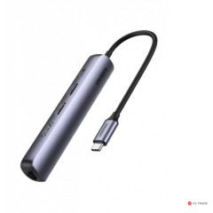 Мобильный активный OTG-хаб UGREEN CM418 USB-C to 2*USB 3.0+HDMI+RJ45 Ethernet Adapter+PD