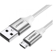 Кабель UGREEN US290 USB 2.0 A to Micro USB Cable Nickel Plating Aluminum Braid 1.5m (White), 60152