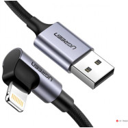 Кабель Ugreen US299 Angled Lightning To USB 2.0 A Male Cable(90°  Angle)/Black 1M, 60521