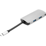 USB-хаб PowerPlant Type-C - HDMI 4K, USB 3.0, USB Type-C, RJ45