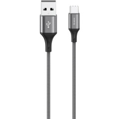 Кабель Olmio BASIC, USB 2.0 - Type-C, 1.2м, 2.1A, тканевая оплетка, белый