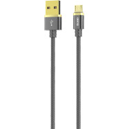 Кабель Olmio Deluxe, USB 2.0 - microUSB, 1м, 2.1A, серый