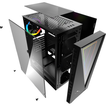 Корпус Wintek Space JX188-5 TG, ITX/<wbr>ATX, USB 1*3.0/<wbr>2*2.0, HD-Audio+Mic, 0,5mm, 1*ARGB fan+controller - Metoo (8)