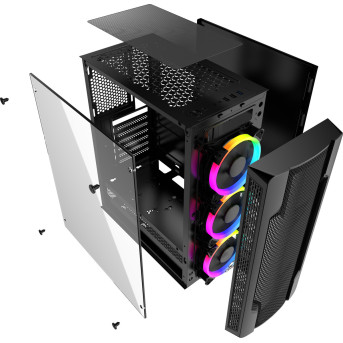 Корпус Wintek Star JX188-2 TG, ITX/<wbr>ATX, USB 1*3.0/<wbr>2*2.0, HD-Audio+Mic, 0,5mm, 3*ARGB fan +controller - Metoo (7)