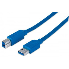 Кабель Manhattan USB 3.0, A(M)/<wbr>B(M), 2 м, синий 322430