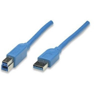 Кабель Manhattan USB 3.0, A(M)/B(M), 3 м, синий 322454